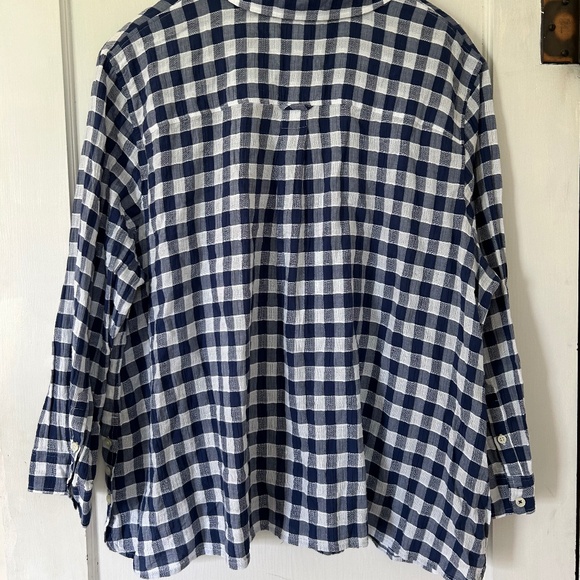 Women's TALBOTS Blue White Gingham Plaid Long Sleeve Shirt Tunic Button Top 3Xp - Picture 4 of 12